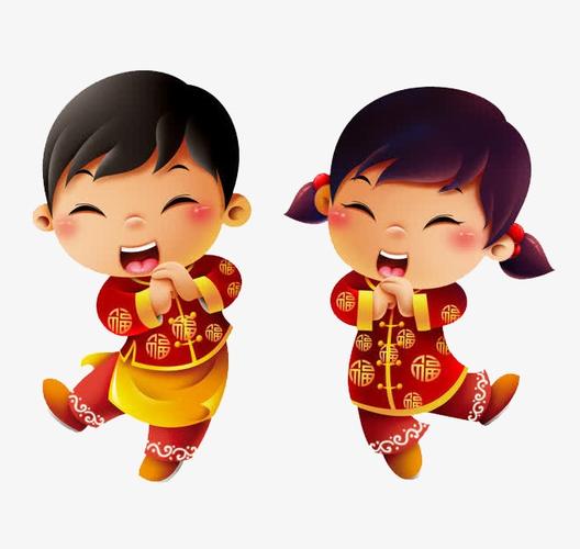 春节福娃拜年门框烟花灯笼喜庆元素