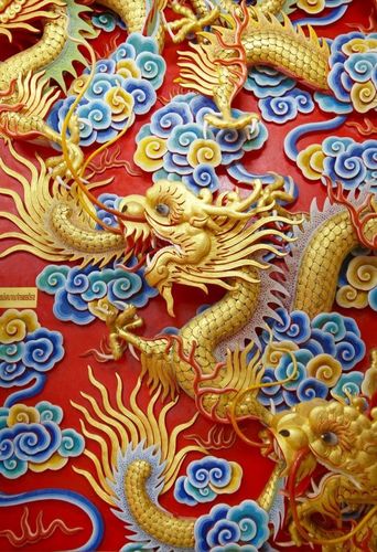 精美彩色浮雕龙图-龙凤图案-百图汇素材网