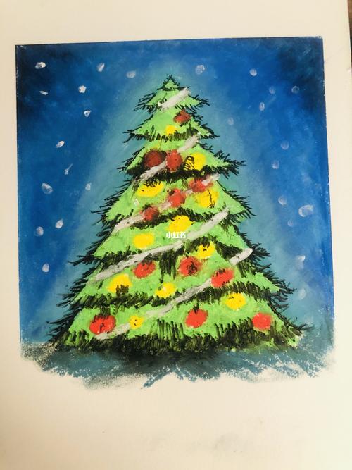 油画棒《圣诞树》_圣诞树_油画_彩铅_文化_绘画