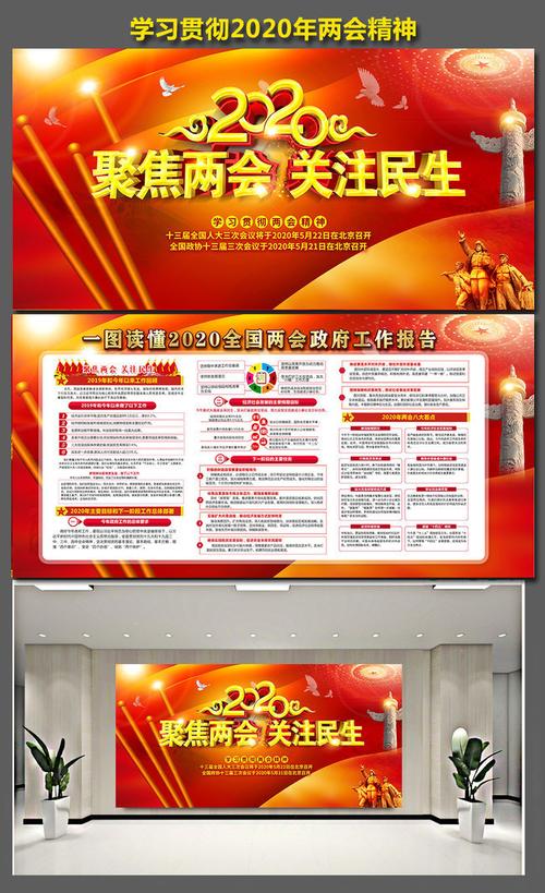 聚焦2020两会展板