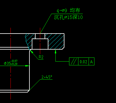 cad沉孔标注,如何标注成图中样式,就是通孔尺寸在标注