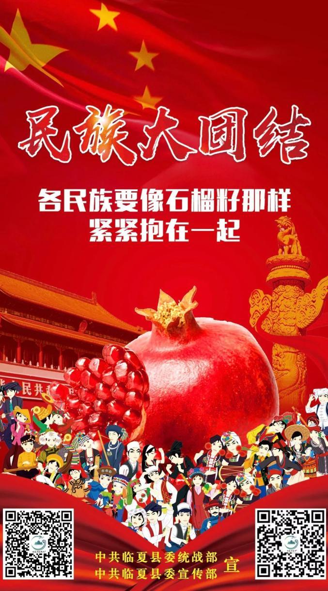 民族团结微海报各民族要像石榴籽那样紧紧抱在一起