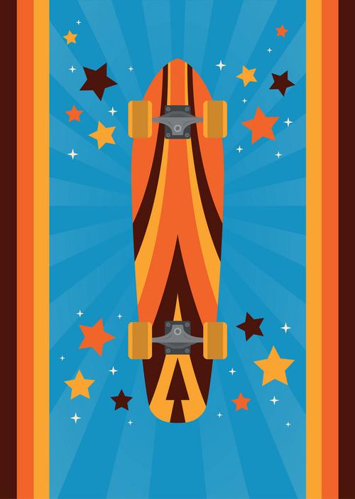 几何风多彩滑板海报背景材料