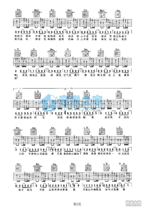 挪威的森林吉他弹唱g调双吉他原版吉他谱伍佰
