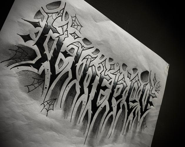 花体字/花胸手稿设计#纹身_花体字_纹身_ipad_手绘_美