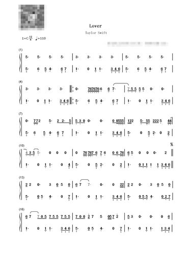 lover(霉霉)简谱_简谱_娱乐_音乐