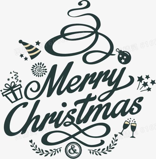 矢量圣诞快乐英文创意设计