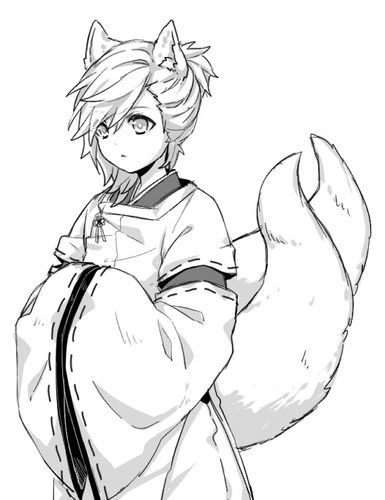 兽耳 美风蓝 线稿 狐狸美少女 萌正太 治愈系 萌系 动漫 二次元 妖孽