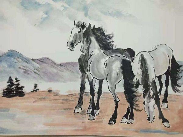 中国著名画家牛福进擅长骏马图被誉为当代画马最牛的人