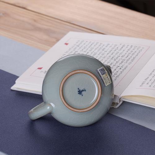 景德镇李善明汝窑茶壶善款泡茶壶功夫茶具天青梨瓣壶大容量300ml