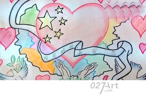 我的中国心欢庆国庆节儿童画作品大全