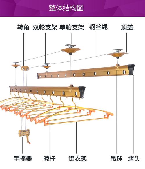 西西里晾衣架 升降 双杆式手摇升降晾衣架室内室外自动阳台晾衣架