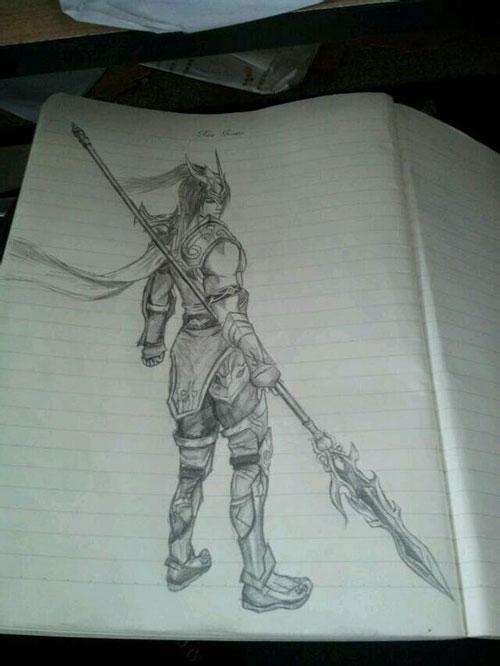 本作由吧友"西4丁木" 绘制的吕布,孙策,赵云素描.