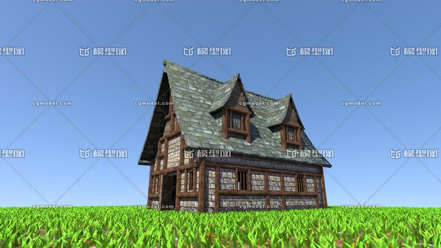 中世纪房子草地c4d
