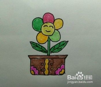 3 画花盆,如图所示. 4 画枝干,如图所示. 5 画叶子,如图所示.