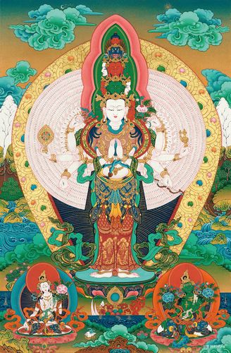 收藏 纪念 馈赠 999纯银版非遗手雕画3000克纯银 唐卡之千手观音