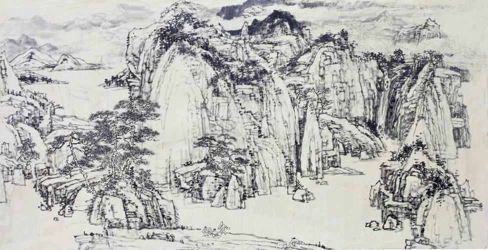 坐饮香茶爱此山墨稿