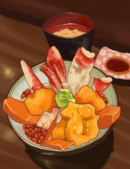 手绘美食|北海道小樽海鲜丼_美食_海鲜_手绘_绘画_北海道小樽_圣诞节