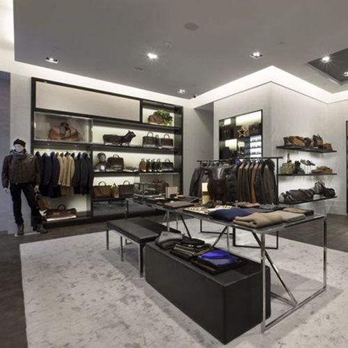 定制男装服装店展示架落地精品男装中岛流水展台金属靠墙包包展柜