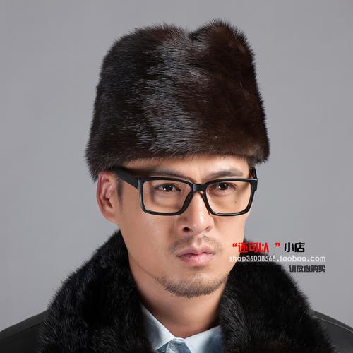 悬崖张嘉译 进口整貂皮帽子 裘皮帽男士水貂帽子 皮草帽子 总统帽