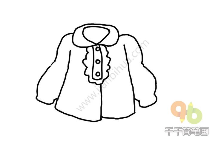 小女孩秋天防风外套简笔画(简约型文化普通难度)-衣服
