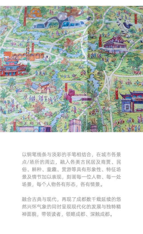 成都手绘旅游攻略地图都江堰武侯祠青城山景区旅游文创纪念品礼品