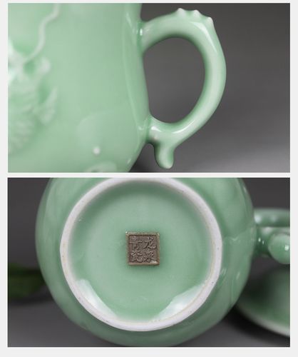 龙泉青瓷龙鱼茶杯子定制批发陶瓷杯创意礼品