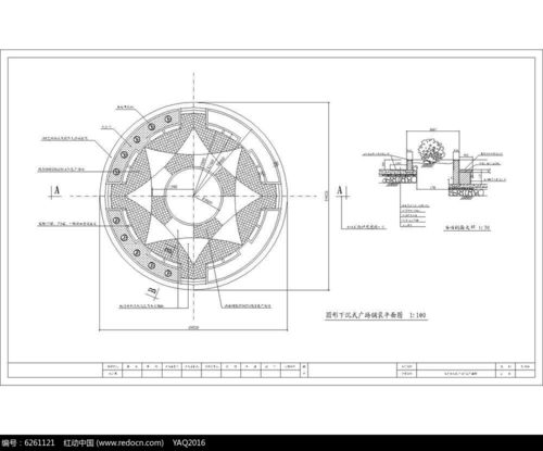 圆形下沉式广场铺装平面图cad