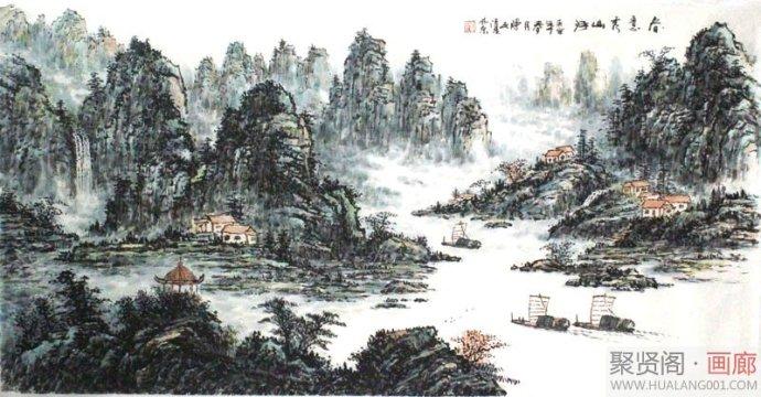 陈清泉山水作品气势磅礴,保真