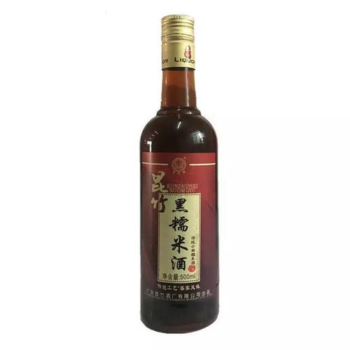 广东惠州南昆山客家特产昆竹牌黑糯米酒月子米酒客家黄酒500ml6