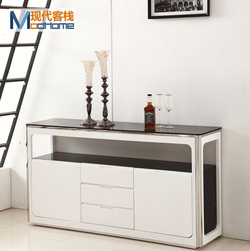 现代客栈 餐边柜 简约餐厅备餐柜烤漆收纳柜 储物柜 不锈钢餐边柜