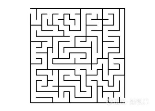 黑白迷宫的简单风格. 具有复杂任务的书籍杂志的概念.