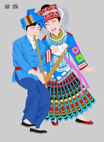 苗族男孩彩色简笔画