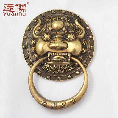 铜狮子门环大门