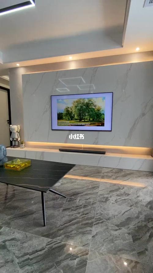 现代黑白灰简约风格悬空电视背景墙_电视机_背景墙_简约风格_装修_我