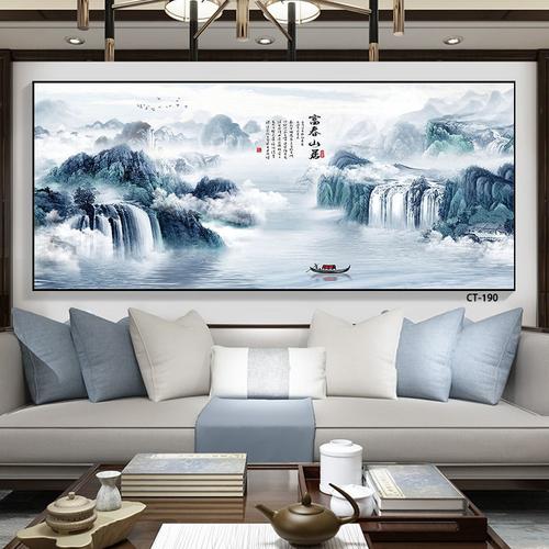 随恋新中式客厅装饰画3d立体浮雕山水画沙发背景墙壁画办公室字画挂画