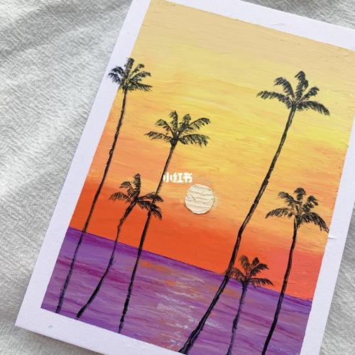 95夕阳|油画棒|plog 41_油画_夕阳_马克笔_马卡龙_油画棒_文化_绘画