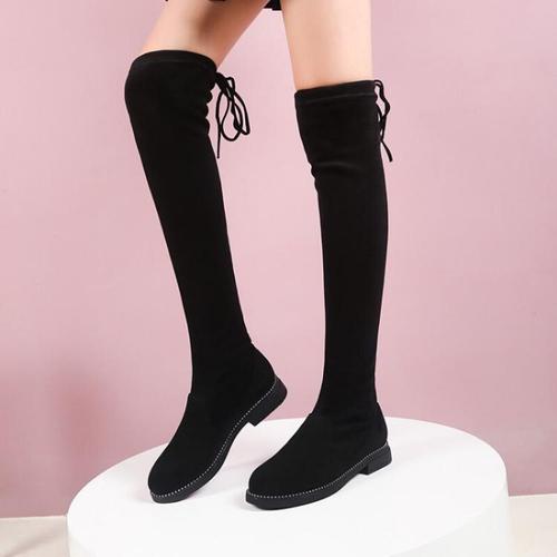 612岁儿童骑士靴女冬弹力绒女童靴子秋季长筒靴女孩高筒鞋过膝公主