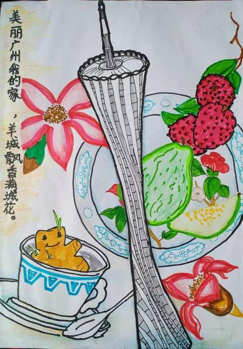 四年(1)班 江文尚 作品名称《美在花城,食在广州》 花都区赤坭镇白坭