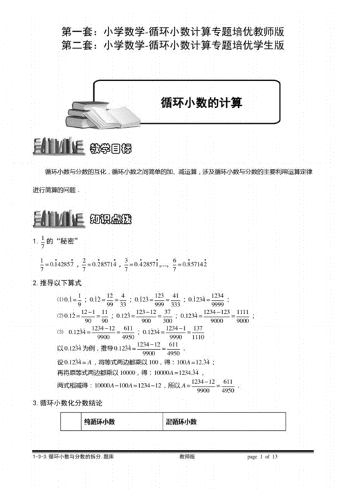 小学数学循环小数计算专题培优.pdf 13页