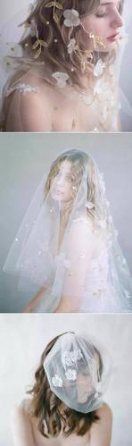 优雅时尚的花卉头纱新娘造型,超好看的