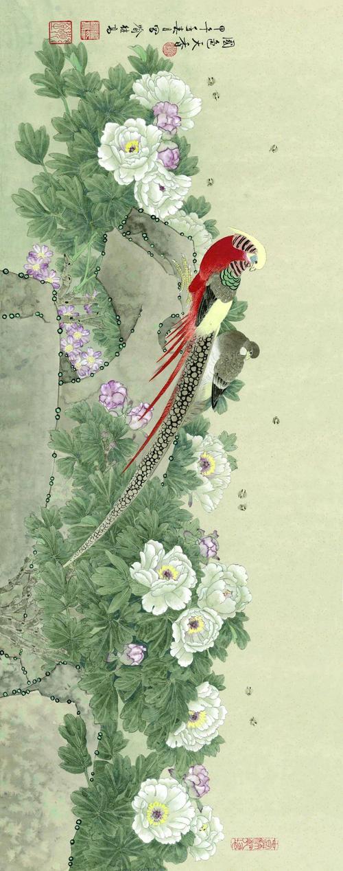 工笔花鸟画大师喻继高画作:高贵与平易