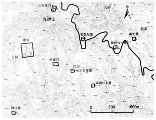 图二 唐昭陵陵园遗址(不包括山下陪葬墓区)平面图