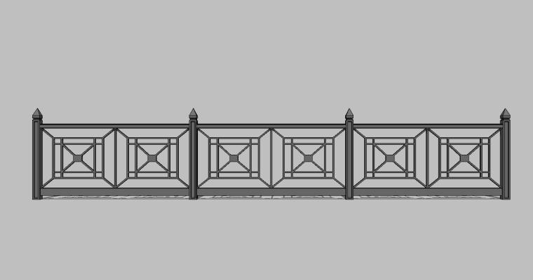 景观铁艺栏杆su模型素材分享(共102组)