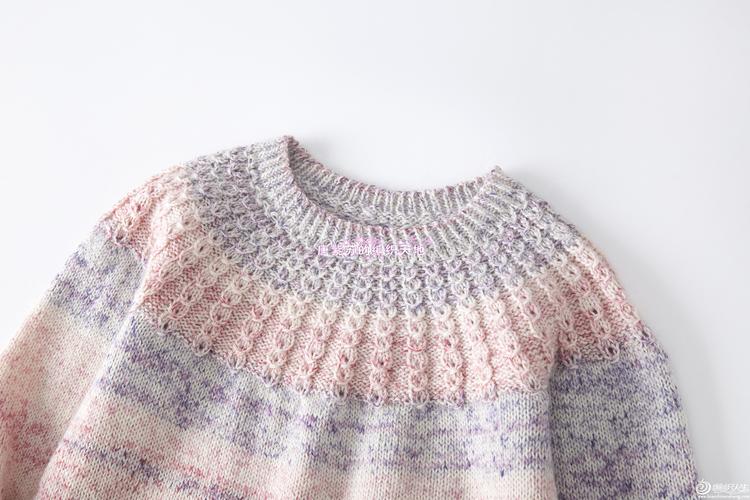 静若繁花喵夫人寒露大童棒针育克铜钱花圆肩毛衣