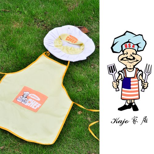 儿童围裙可调节幼儿围裙纯色绘画围裙烘焙厨师服厨师帽可定做印字