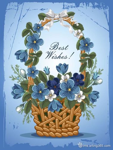 手绘花篮植物花朵