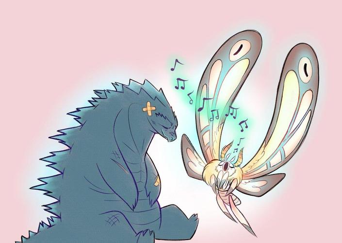 《哥斯拉怪兽之王》热映后魔斯拉姐姐和哥斯拉秀恩爱图大量出现