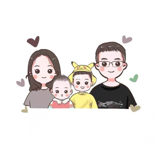 全家福手绘图_全家福_手绘图_手绘_幸福一家全家福_文化_绘画