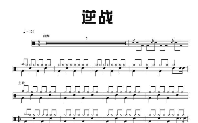 张杰《逆战》鼓谱_架子鼓谱